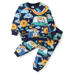 Babyhug Cotton Knit Full Sleeves Animals Printed  T-Shirt & Pants Set - Multicolor image 1