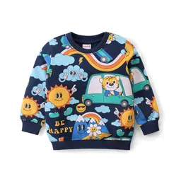 Babyhug Cotton Knit Full Sleeves Animals Printed  T-Shirt & Pants Set - Multicolor image 2