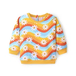 Babyhug Cotton Knit Full Sleeves Floral Printed Sweatshirt - Multicolour-picture-10