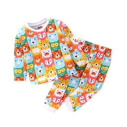 Babyhug Cotton Knit Full Sleeves Night Suit With Animals Print - Multicolour-picture-40