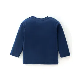 Babyhug Cotton Knit Full Sleeves Night Suit With Polar Bear Print - Navy Blue & Yellow image 3