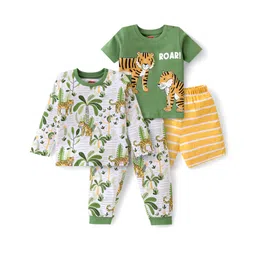 Babyhug Cotton Knit Full Sleeves Night Suit With Tiger Print Pack Of 2 - Multicolor-picture-24