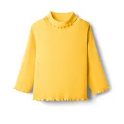 Babyhug Cotton Knit Full Sleeves Solid Color Turtle Neck Winter T-Shirt - Yellow-picture-17