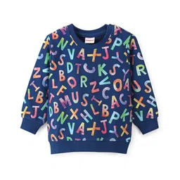 Babyhug Cotton Knit Full Sleeves Sweatshirt With Alphabets Print - Navy Blue-picture-30