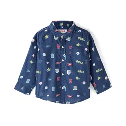 Babyhug Cotton Knit Full Sleeves Text Printed Shirt with Half Sleeves T-Shirt - Navy Blue image 5