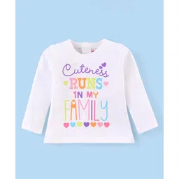 Babyhug Cotton Knit Full Sleeves Text Printed T-Shirt - White-picture-18