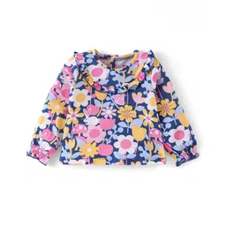 Babyhug Cotton Knit Full Sleeves Top with Frill Detailing & Floral Print - Multicolor-picture-37