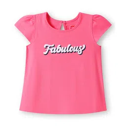 Babyhug Cotton Knit Half Sleeves T-Shirt With Fabulous Text Print - Pink-picture-15