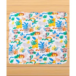 Babyhug Cotton Knit Hooded Wrapper With Animal Print L 75 x B 70 cm - Yellow image 4