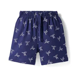 Babyhug Cotton Knit Mid Thigh Shorts with Paper Bird Print - Navy Blue-picture-29