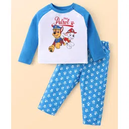 Babyhug Cotton Knit Raglan Sleeves Night Suit With Paw Patrol Graphics - Blue & White-picture-23