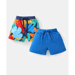 Babyhug Cotton Knit Solid Color & Printed Shorts Pack of 2 - Blue & Red-picture-26