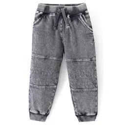 Babyhug Cotton Looper Knit Full Length Lounge Pant Cut & Sew Design Solid Colour - Dark Grey-picture-36