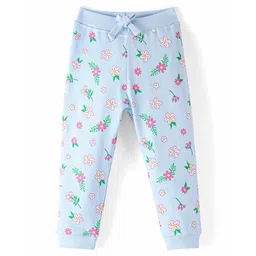 Babyhug Cotton Looper Knit Full Length Lounge  Pant Floral Print -  Blue-picture-25