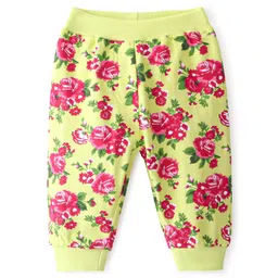 Babyhug Cotton Looper Knit Full Length Lounge Pant Floral Print - Lime Green-picture-16