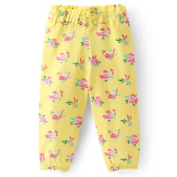 Babyhug Cotton Looper Knit Full Length Lounge Pant Floral Print - Yellow-picture-23