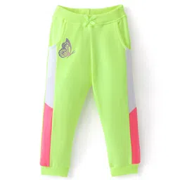 Babyhug Cotton Looper Knit Full Length Lounge Pants Butterfly Printed - Lime Green-picture-10