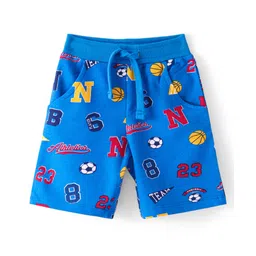 Babyhug Cotton Looper Knit Shorts Alphabet & Number Print - Blue-picture-16