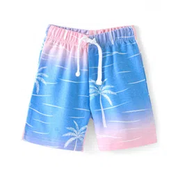 Babyhug Cotton Looper Knit Shorts with Palm Tree Print - Blue-picture-28