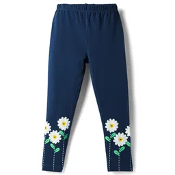 Babyhug Cotton Lycra Knit Full Length Leggings with Floral Print - Navy Blue-picture-17