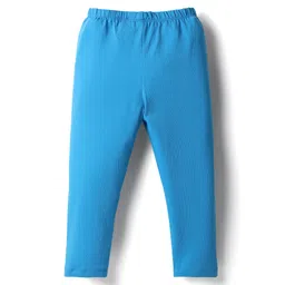 Babyhug Cotton Lycra Knit Full Length Leggings With Floral Print Pack Of 2 - Light Blue & Yellow image 5