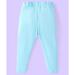 Babyhug Cotton Lycra Knit Full Length Leggings with Floral Print Pack of 3 - Pink Light Blue & White image 5