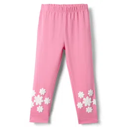 Babyhug Cotton Lycra Knit Full Length Leggings with Floral Print - Pink-picture-13