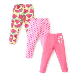 Babyhug Cotton Lycra Knit Full Length Leggings With Strech Polka Dot Print Pack of 3 - Multicolor-picture-24