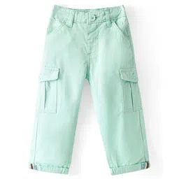 Babyhug Cotton Lycra Woven Full Length Solid Pants - Mint-picture-28