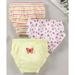 Babyhug Cotton Panties Butterfly Printed & Striped Pack Of 3 - Multicolour-picture-11