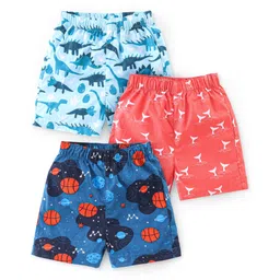Babyhug Cotton Poplin Woven Boxer Dino Print Pack of 3 - Multicolor-picture-22
