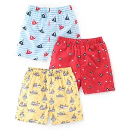 Babyhug Cotton Poplin Woven Boxer Ship Print Pack of 3 - Multicolor-picture-17
