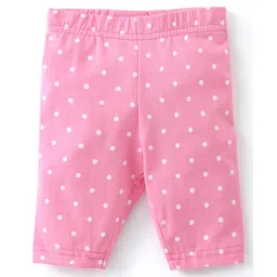 Babyhug Cotton Single Jersey Knit Capri Length Leggings Floral Print Pack of 3 - Green Pink & Yellow image 4