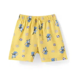 Babyhug Cotton Single Jersey Knit Mid Thigh Shorts with Dino Print - Yellow-picture-31