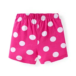 Babyhug Cotton Single Jersey Knit Mid Thigh Shorts With Floral & Polka Dot Print Pack of 3 - Pink Navy & Yellow image 5