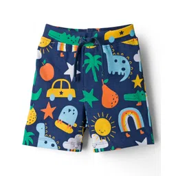Babyhug Cotton Single Jersey Knit Shorts with Animal & Vehicle Print - Navy Blue-picture-23