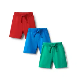 Babyhug Cotton Single Jersey Knit Shorts with Tractor Print Pack of 3 - Green Red & Blue-picture-19