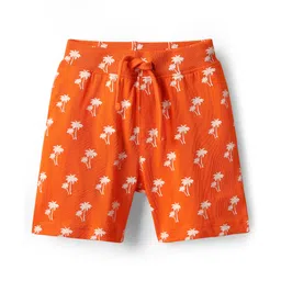 Babyhug Cotton Single Jersey Knit Shorts with Tropical Theme Print Pack of 3 - Yellow Orange & Blue image 2