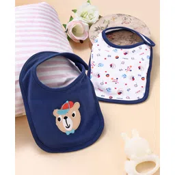 Babyhug Cotton Snap Buttons Closure Bear Print Pack of 2 - Blue & White-picture-15