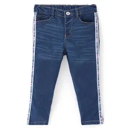 Babyhug Cotton Spandex Full Length Stretchable Washed Jeans - Blue-picture-19