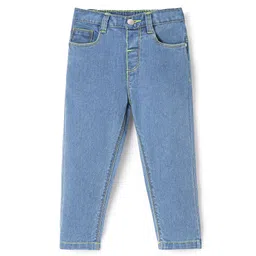 Babyhug Cotton Spandex Full Length Washed Stretchable Jeans - Light Blue-picture-12