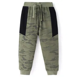 Babyhug Cotton Terry Knit Full Length Camouflage Printed Track Pant - Green-image-2