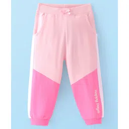Babyhug Cotton Terry Knit Full Length Cut & Sew  Track Pant with Text Print - Pink-image-11