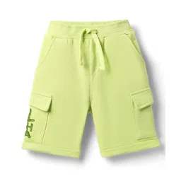 Babyhug Cotton Terry Knit Mid Thigh Shorts With Text Print - Lime Green-picture-15