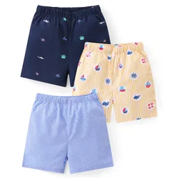 Babyhug Cotton Woven Boxers With Boat Print Pack of 3 - Multicolor-picture-14