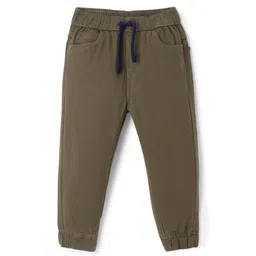 Babyhug Cotton Woven Full Length Trousers with Stretch Solid Color - Olive-picture-28