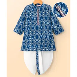 Babyhug Cotton Woven Full Sleeves Cambric Digital Printed Kurta Dhoti Set - Indigo-picture-26