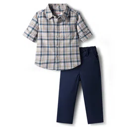 Babyhug Cotton Woven Full Sleeves Checks Shirt & Denim Jeans Set - Blue-picture-30