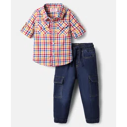 Babyhug Cotton Woven Full Sleeves Checks Shirt & Denim Jeans Set - Multicolor-picture-17