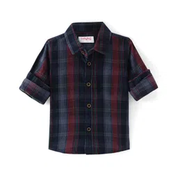 Babyhug Cotton Woven Full Sleeves Checks Shirt - Navy Blue-picture-36